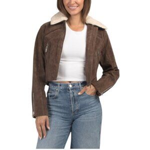 BLANK NYC Suede Jacket With Removable Faux Sherpa Collar